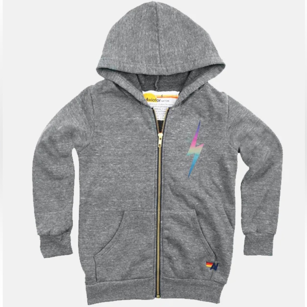 Aviator Nation Kids Gray Lightning Bolt Hoodie Set and T-shirt Bundle!